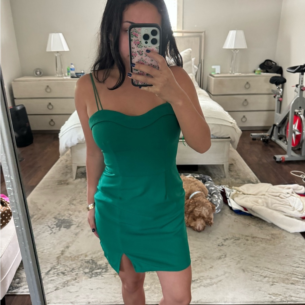 About Us Green Mini Dress